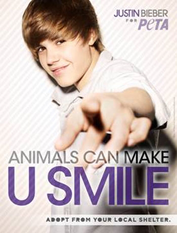 justin bieber singing 2011. 2011. Justin Bieber for PETA